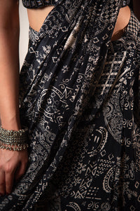 Designer Black Chiffon Cocktail Saree