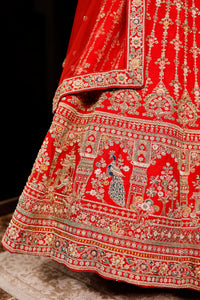 Designer Red Raw Silk Bridal Lehenga