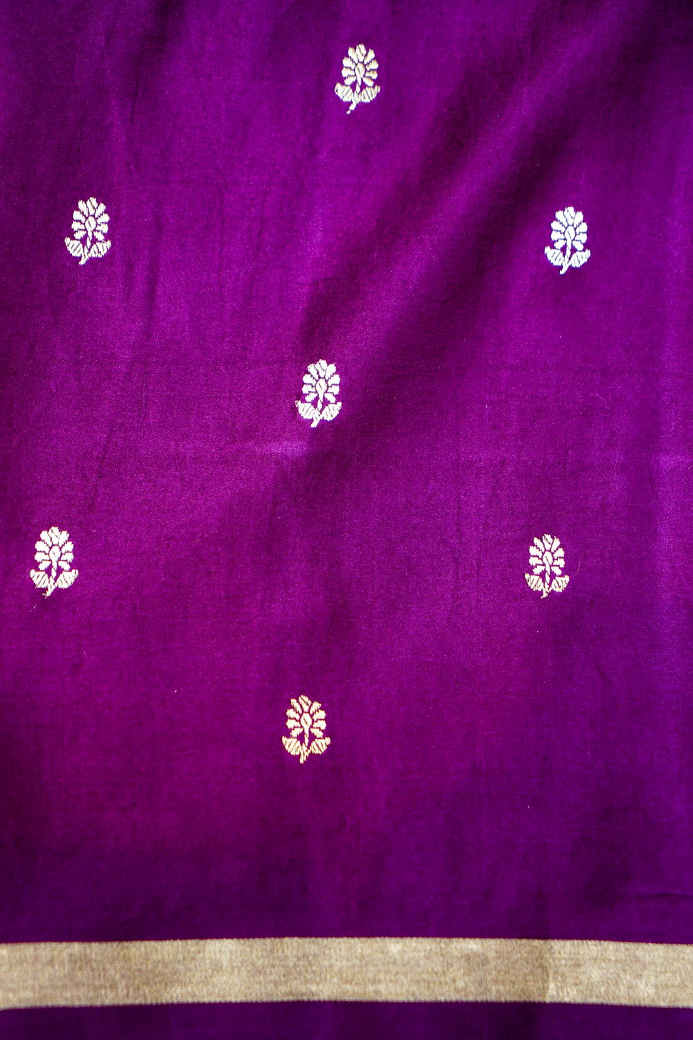 Handwoven Purple Banarasi Mashru Silk Saree