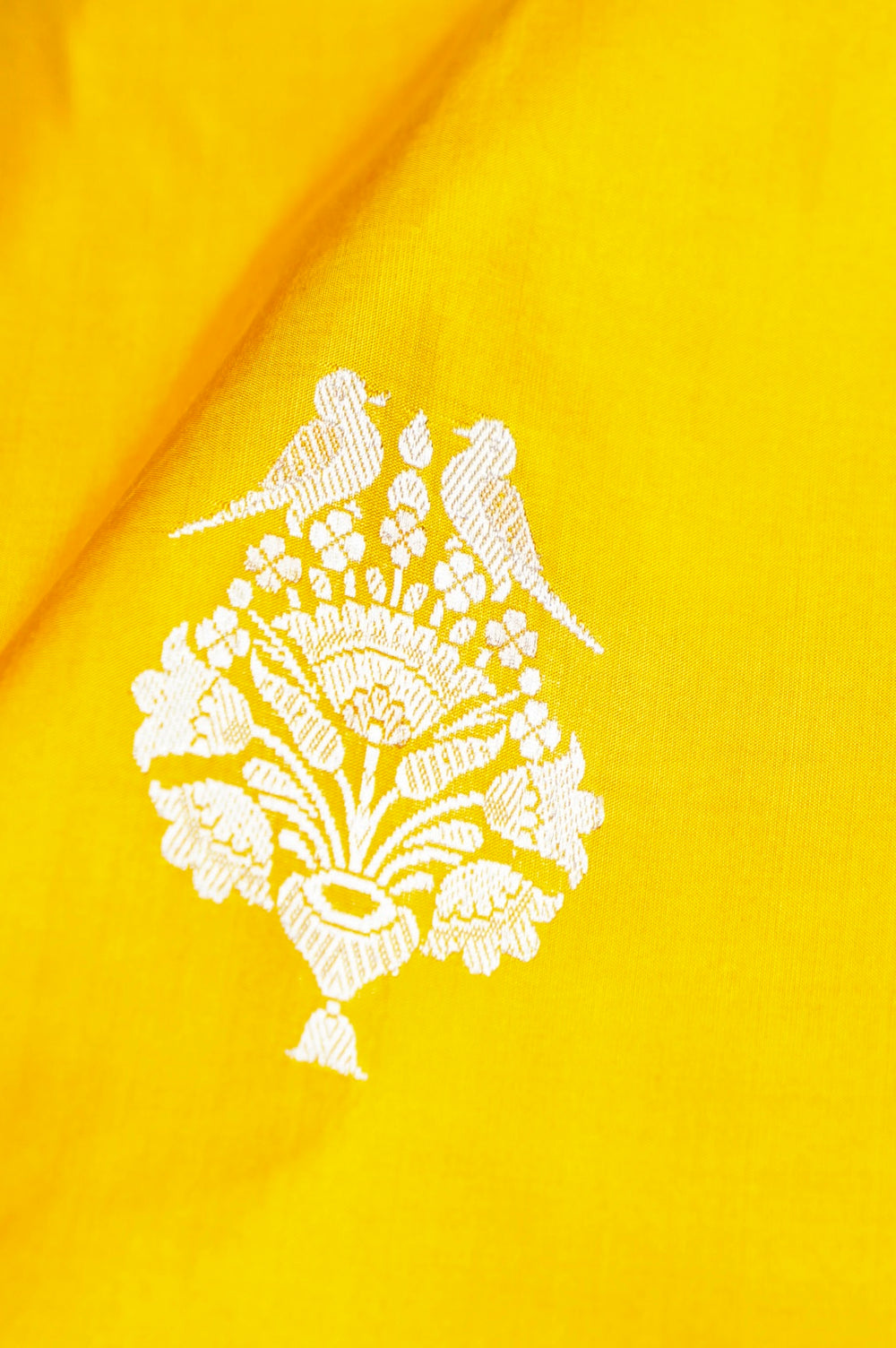 Handwoven Mustard Yellow Banarasi Katan Silk Saree