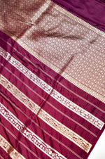 Handwoven Wine Kadhwa Banarasi Katan Silk Saree