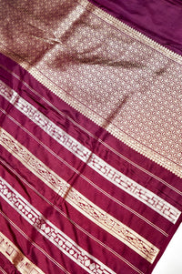 Handwoven Wine Kadhwa Banarasi Katan Silk Saree