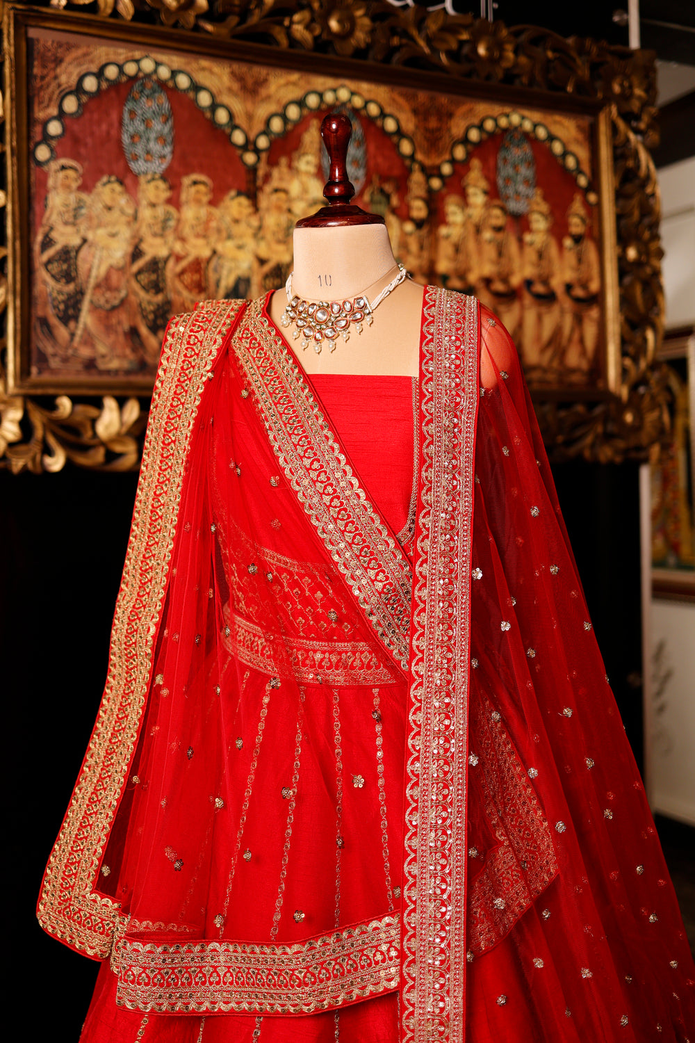 Designer Red Raw Silk Bridal Lehenga