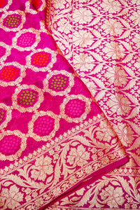 Handwoven Rani Pink Banarasi Khaddi Georgette Saree