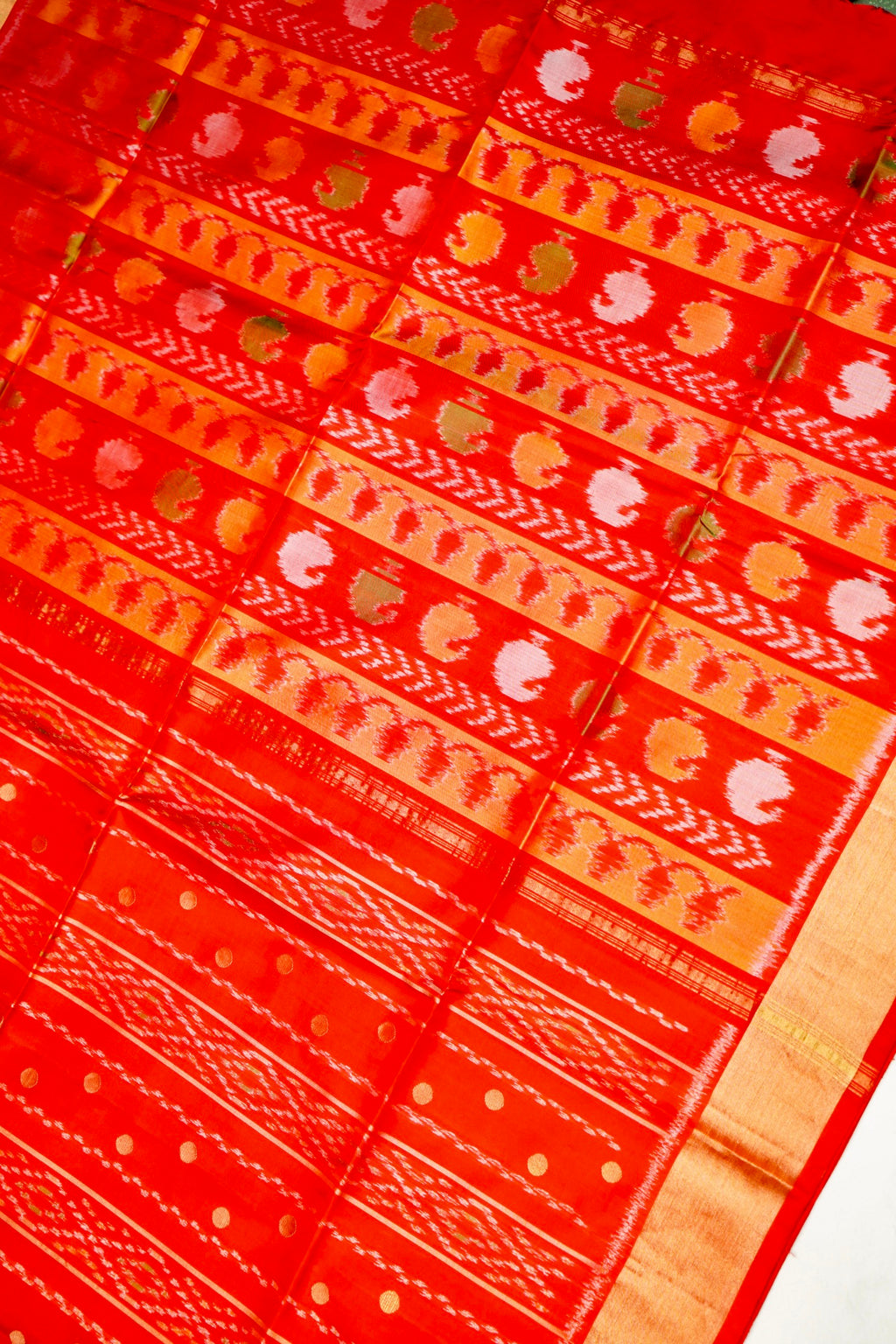 Handwoven Red Banarasi Soft Silk Saree
