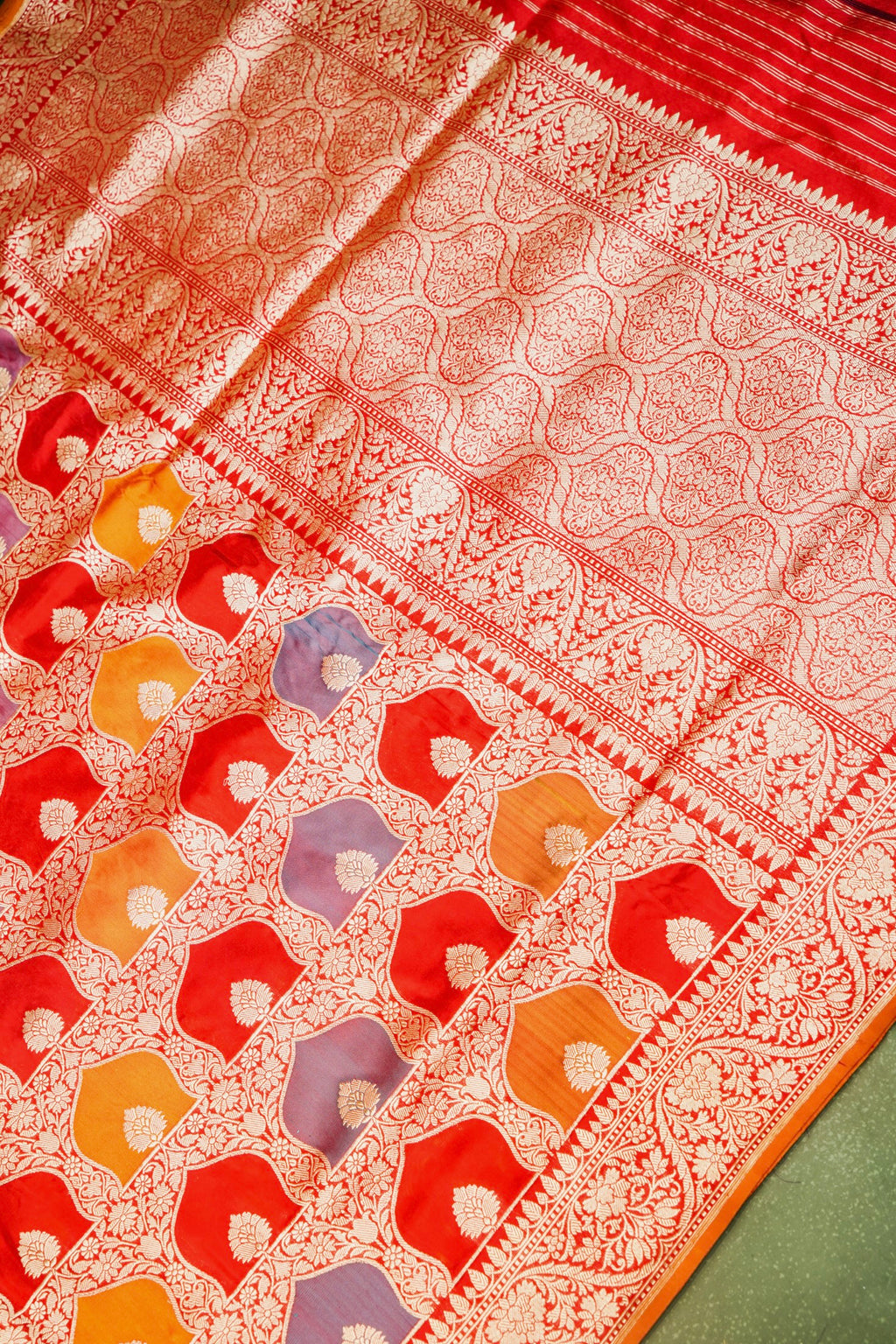 Handwoven Rangkat Kadhwa Banarasi Katan Silk Saree
