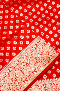 Handwoven Red Banarasi Katan Silk Saree