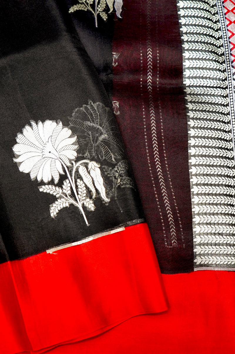 Handwoven Black Banarasi Organza  Saree