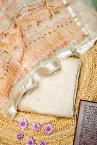 Designer Cream Moonga Silk Suit