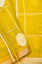 Handwoven Lemon Yellow Banarasi Organza Saree
