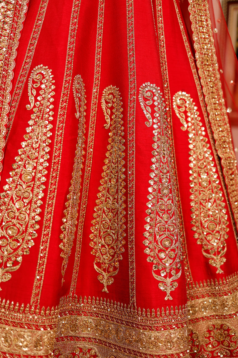 Designer Red Raw Silk Bridal Lehenga