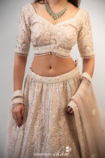 Designer Peach Net Party Wear Lehenga