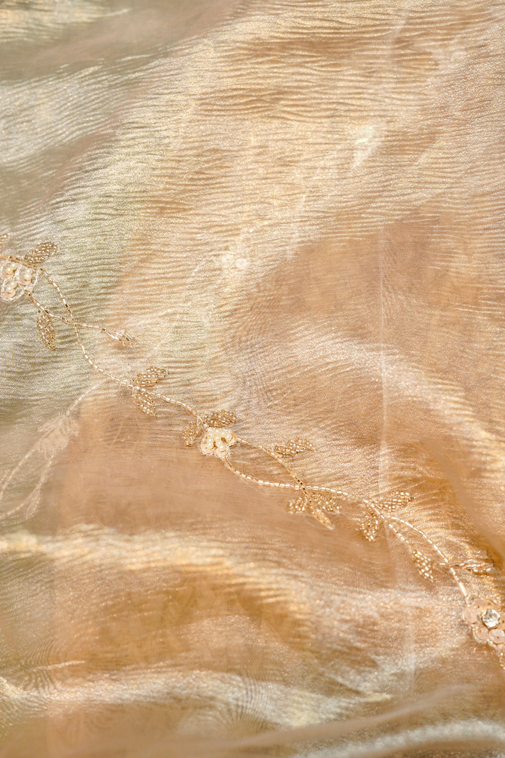 Designer Cream Glass Tissue Suit