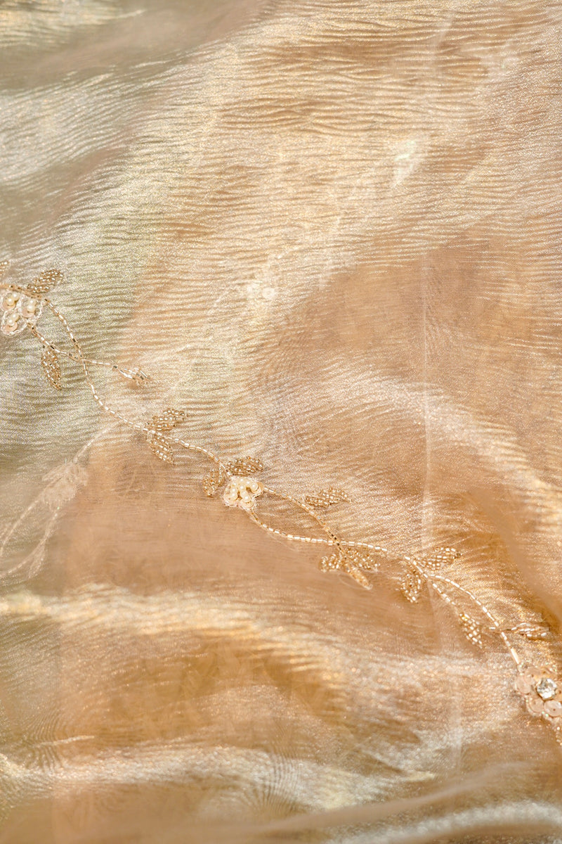 Designer Cream Glass Tissue Suit