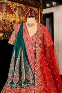 Designer Red Raw Silk Bridal Lehenga