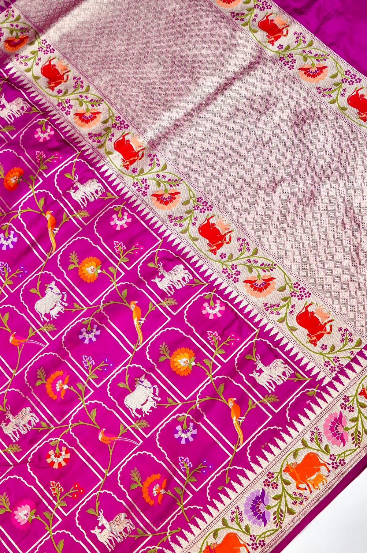 Handwoven Magenta Meenakari Banarasi Katan Silk Saree