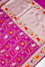 Handwoven Magenta Meenakari Banarasi Katan Silk Saree