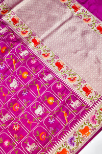 Handwoven Magenta Meenakari Banarasi Katan Silk Saree