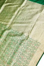Handwoven Green Meenakari Kadhwa Banarasi Katan Silk Saree