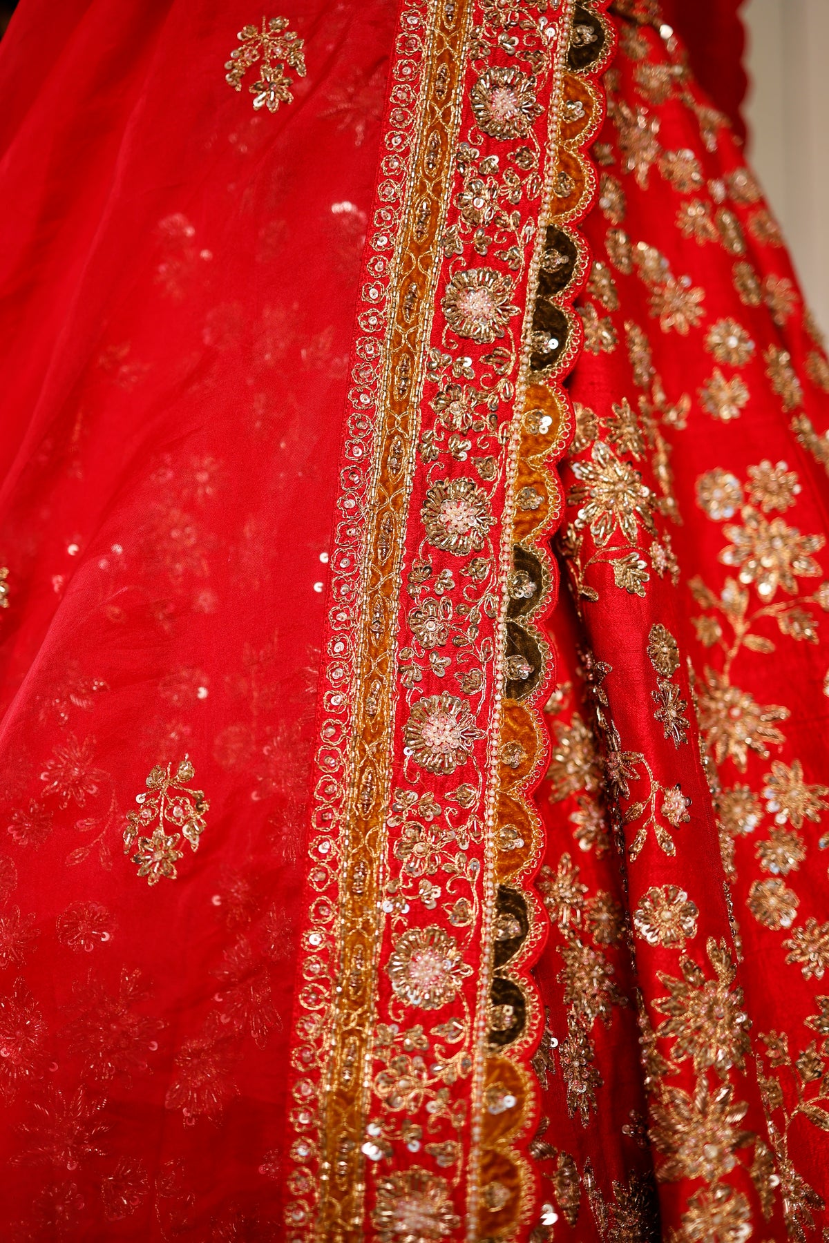 Designer Red Raw Silk Bridal Lehenga