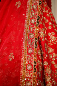 Designer Red Raw Silk Bridal Lehenga