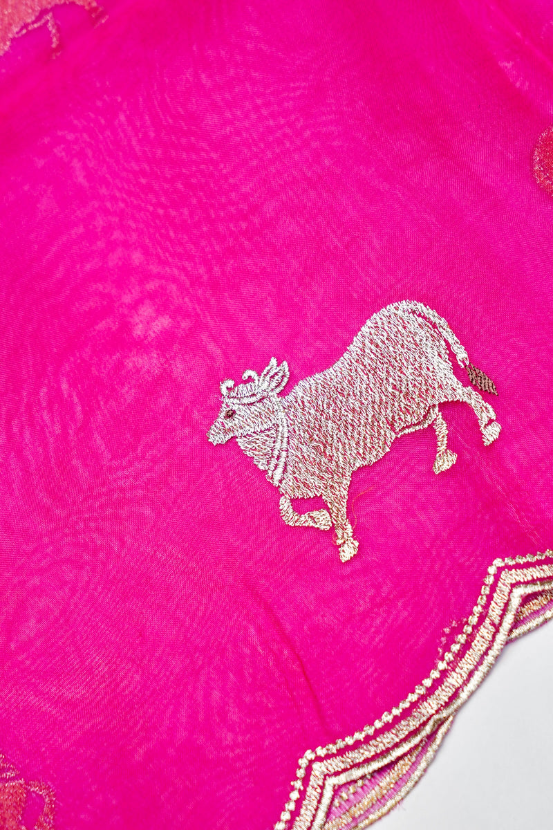 Designer  Rani Pink Organza Silk Suit