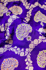 Handwoven Royal Blue Meenakari Kadhwa Banarasi Katan Silk Saree