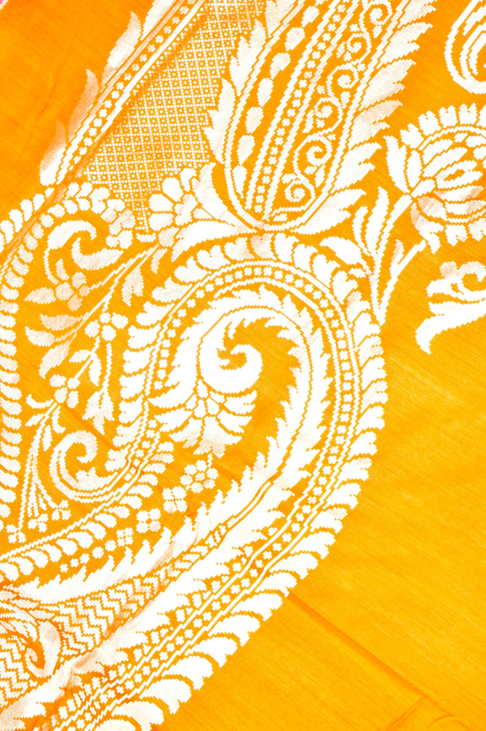 Handwoven Mustard Yellow Banarasi Moonga Silk Saree