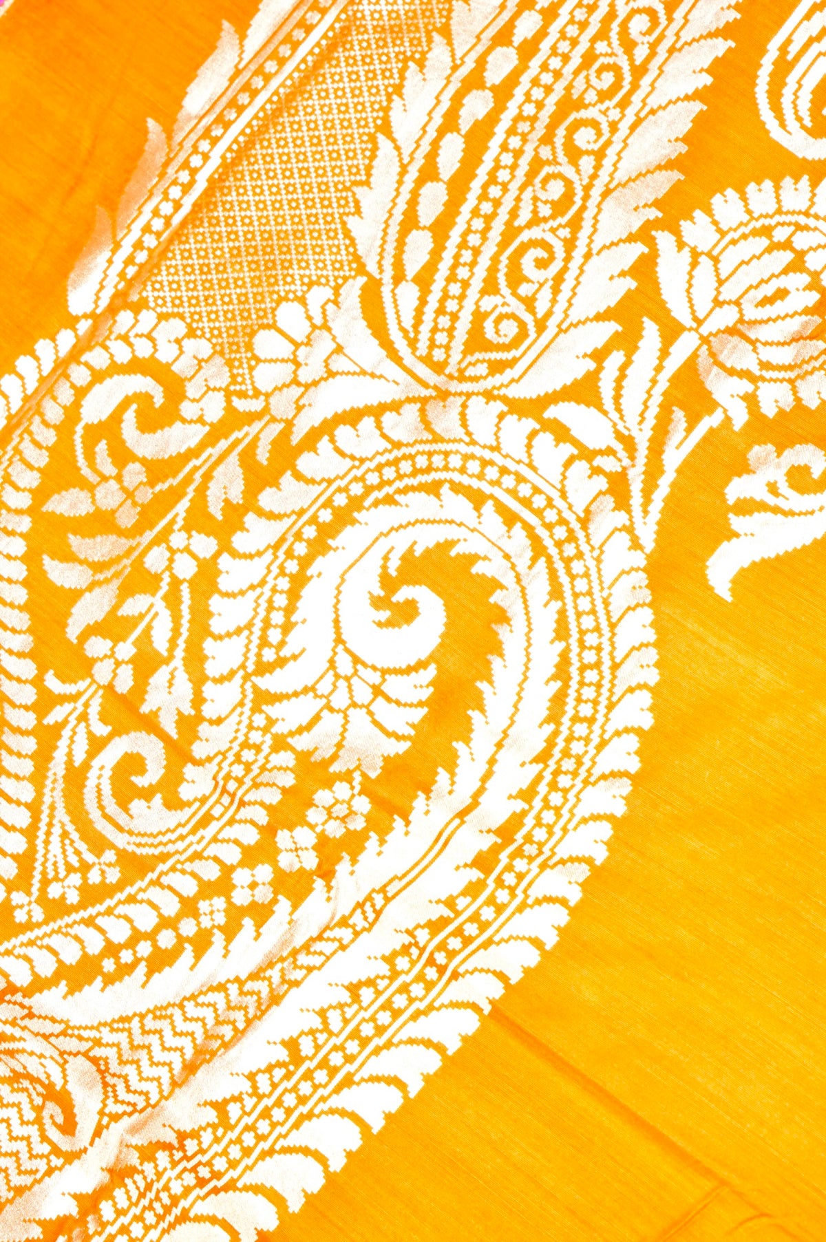 Handwoven Mustard Yellow Banarasi Moonga Silk Saree