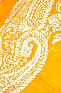Handwoven Mustard Yellow Banarasi Moonga Silk Saree