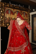 Designer Red Raw Silk Bridal Lehenga
