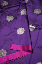 Handwoven Purple Motif Banarasi Katan Silk Saree