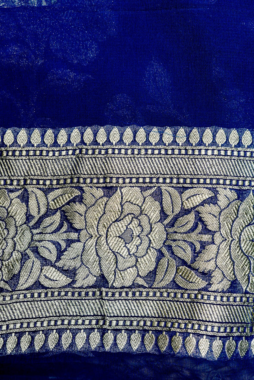 Handwoven Royal Blue Banarasi Khaddi Georgette Saree