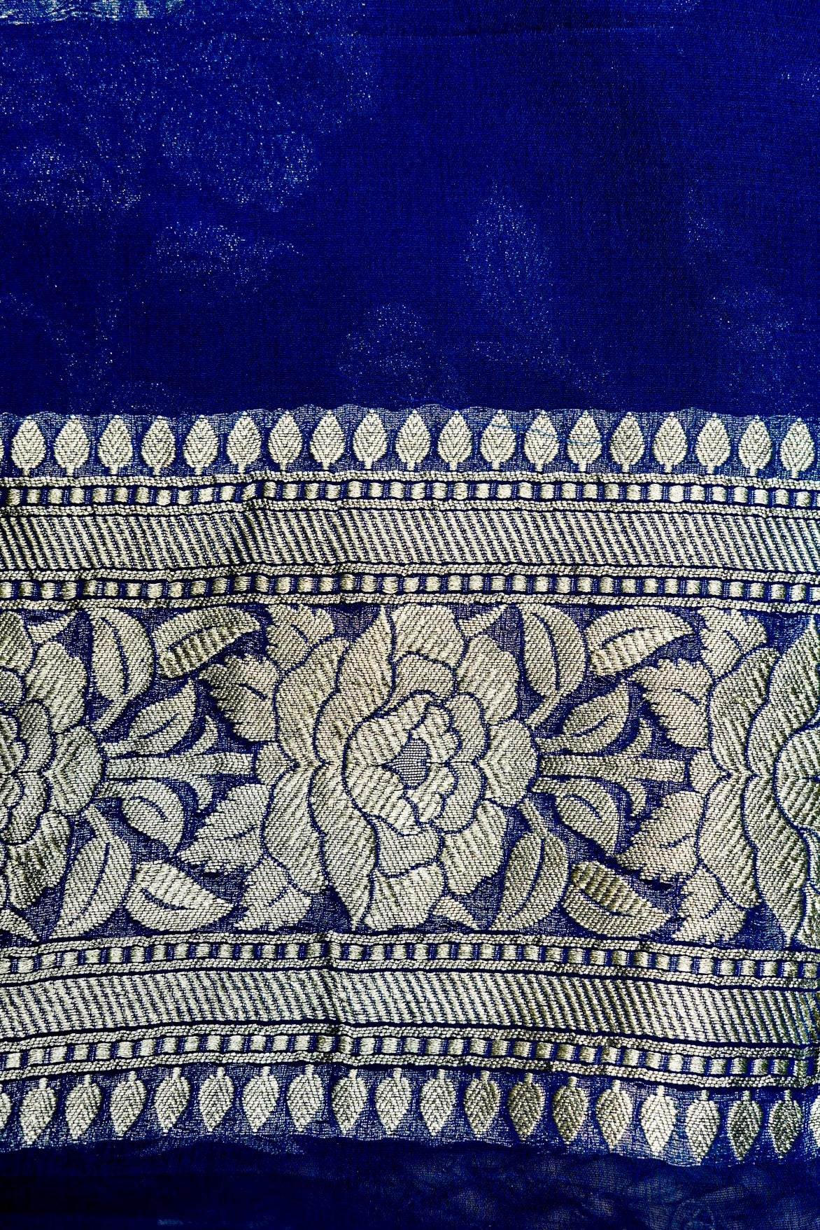Handwoven Royal Blue Banarasi Khaddi Georgette Saree