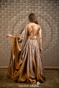 Designer Golden Silver Tissue Silk Party Wear Lehenga