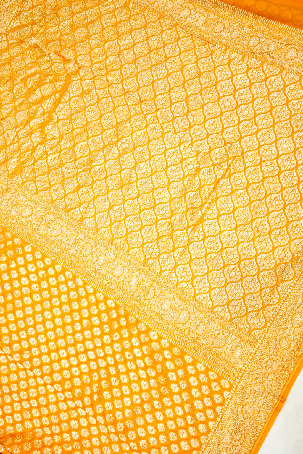Handwoven Yellow Banarasi Khaddi Georgette Saree