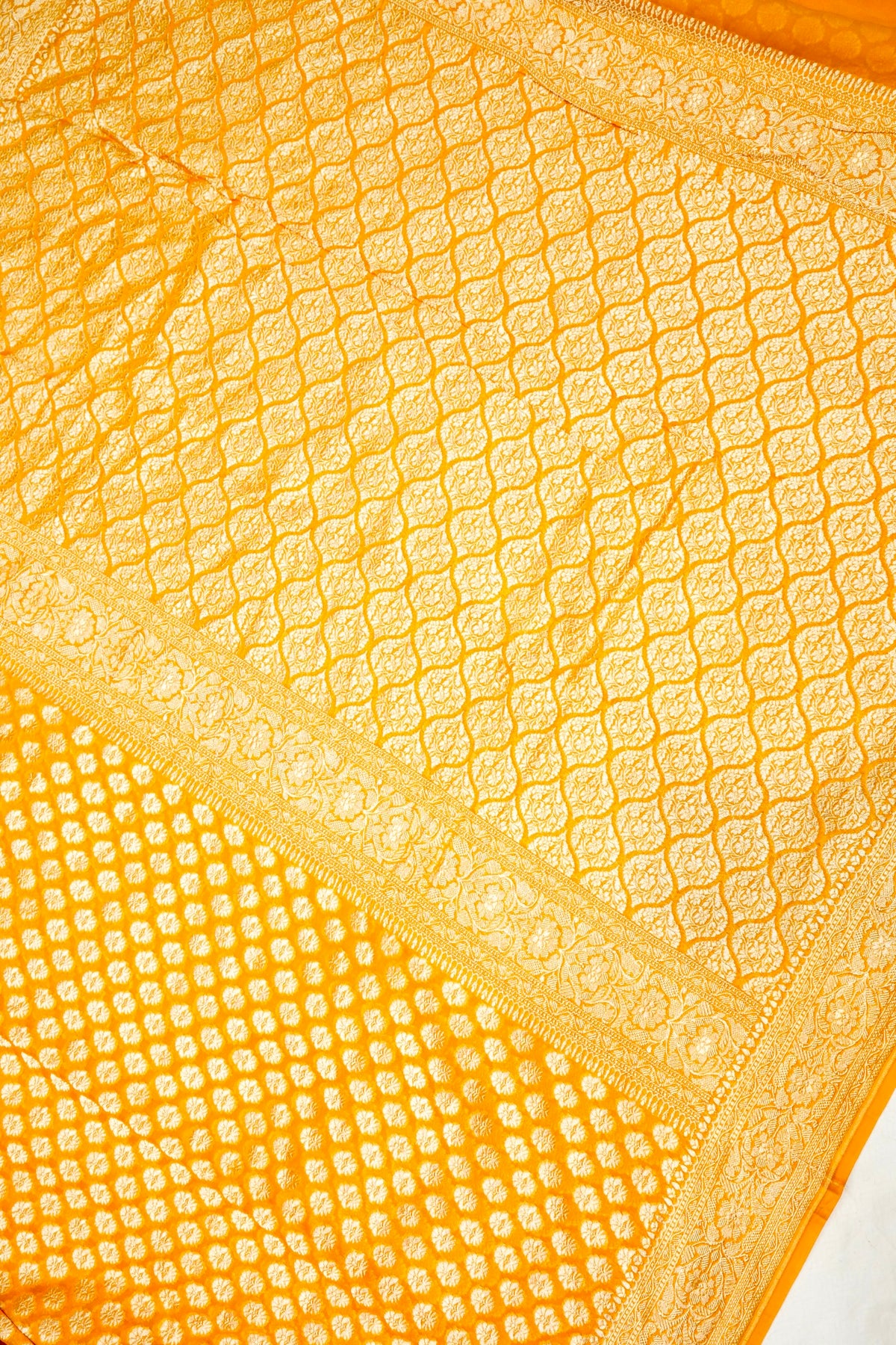 Handwoven Yellow Banarasi Khaddi Georgette Saree