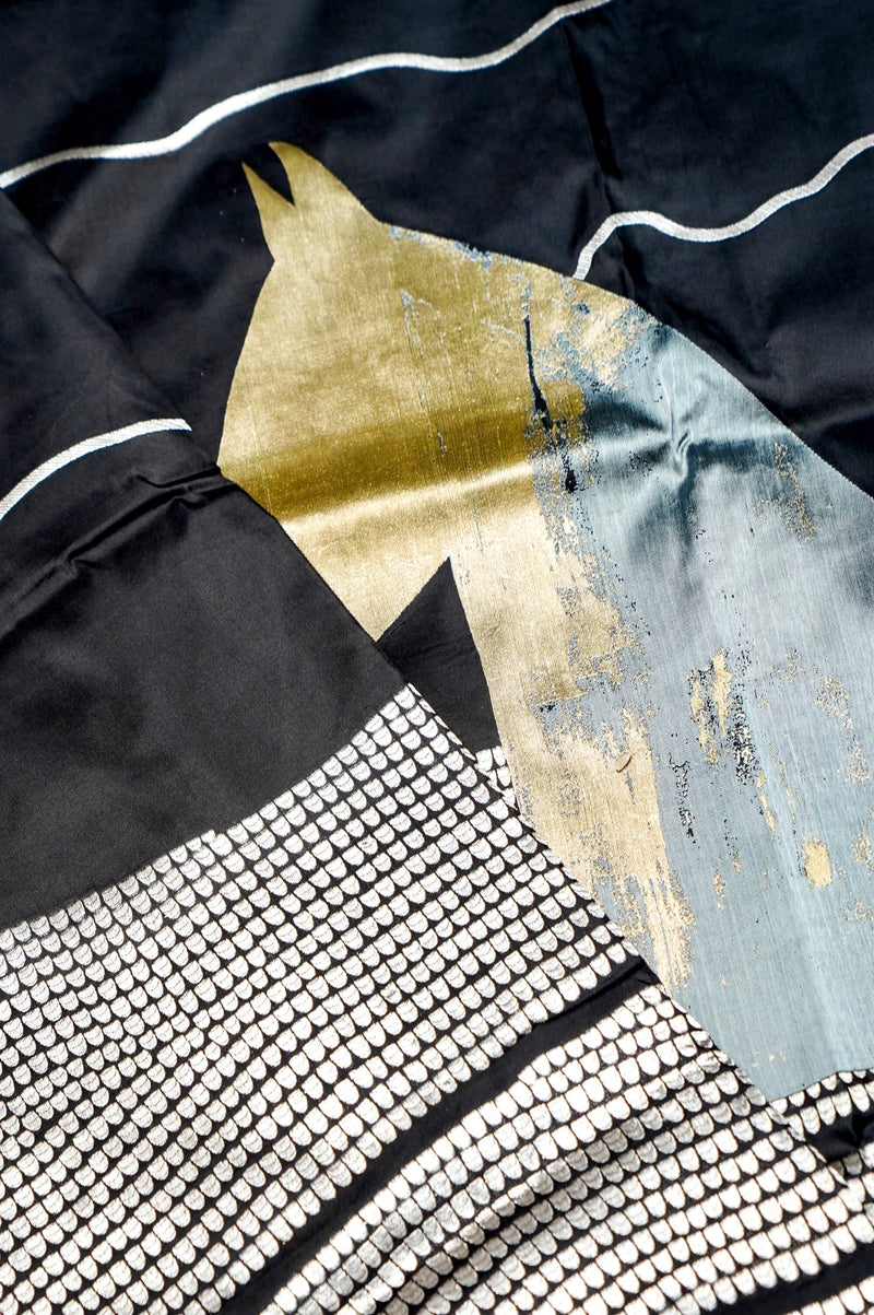 Handwoven Black Kadhwa Banarasi Katan Silk Saree