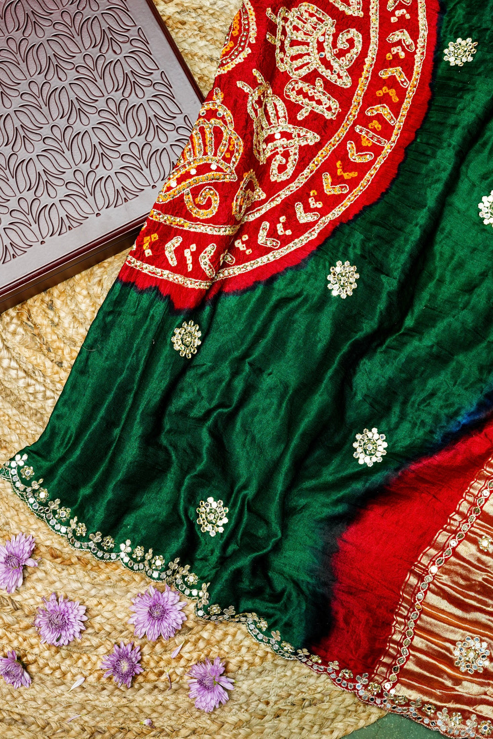 Handwoven Bottle Green Banarasi Gajji Silk Saree
