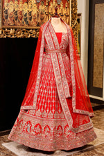 Designer Red Raw Silk Bridal Lehenga