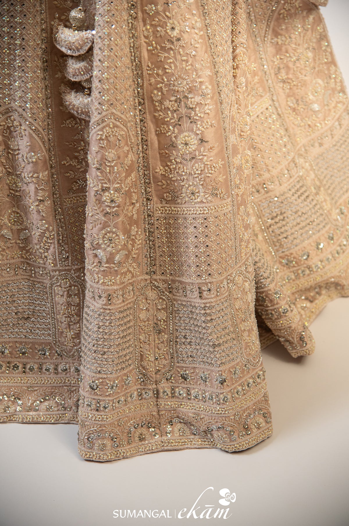 Designer Peach Net Party Wear Lehenga