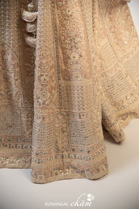 Designer Peach Net Party Wear Lehenga