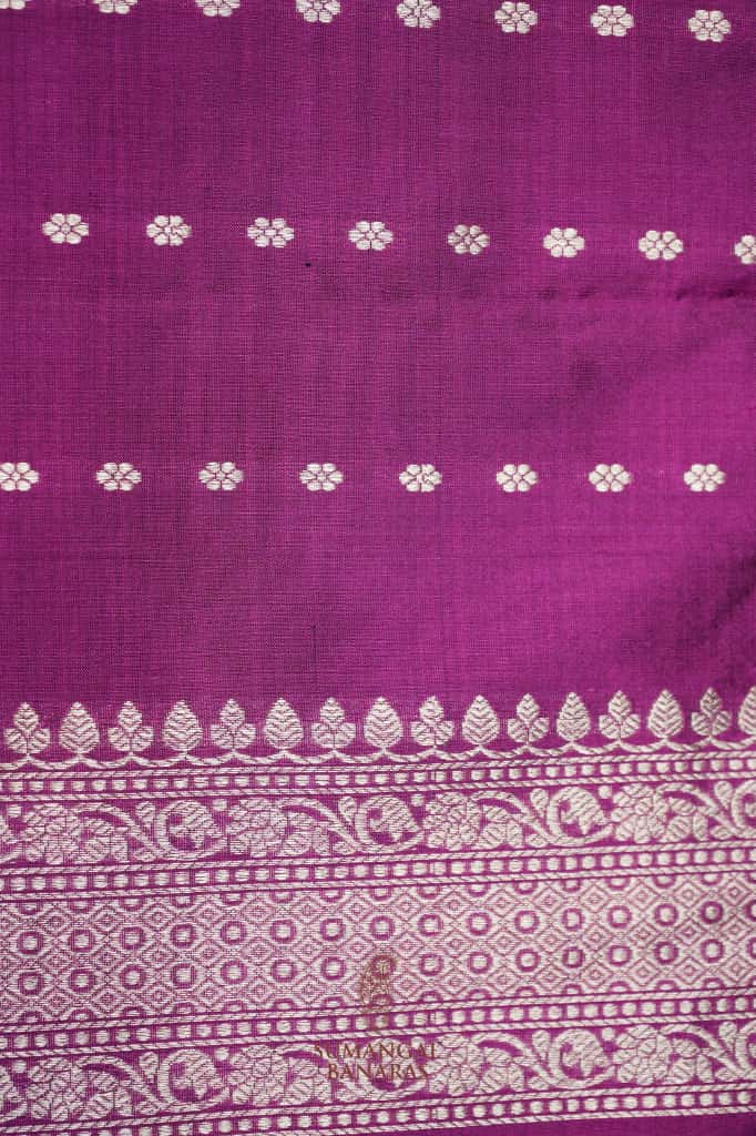 Handwoven Purple Motif Banarasi Katan Silk Saree