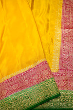 Handwoven Mustard Yellow Banarasi Crepe Silk Saree
