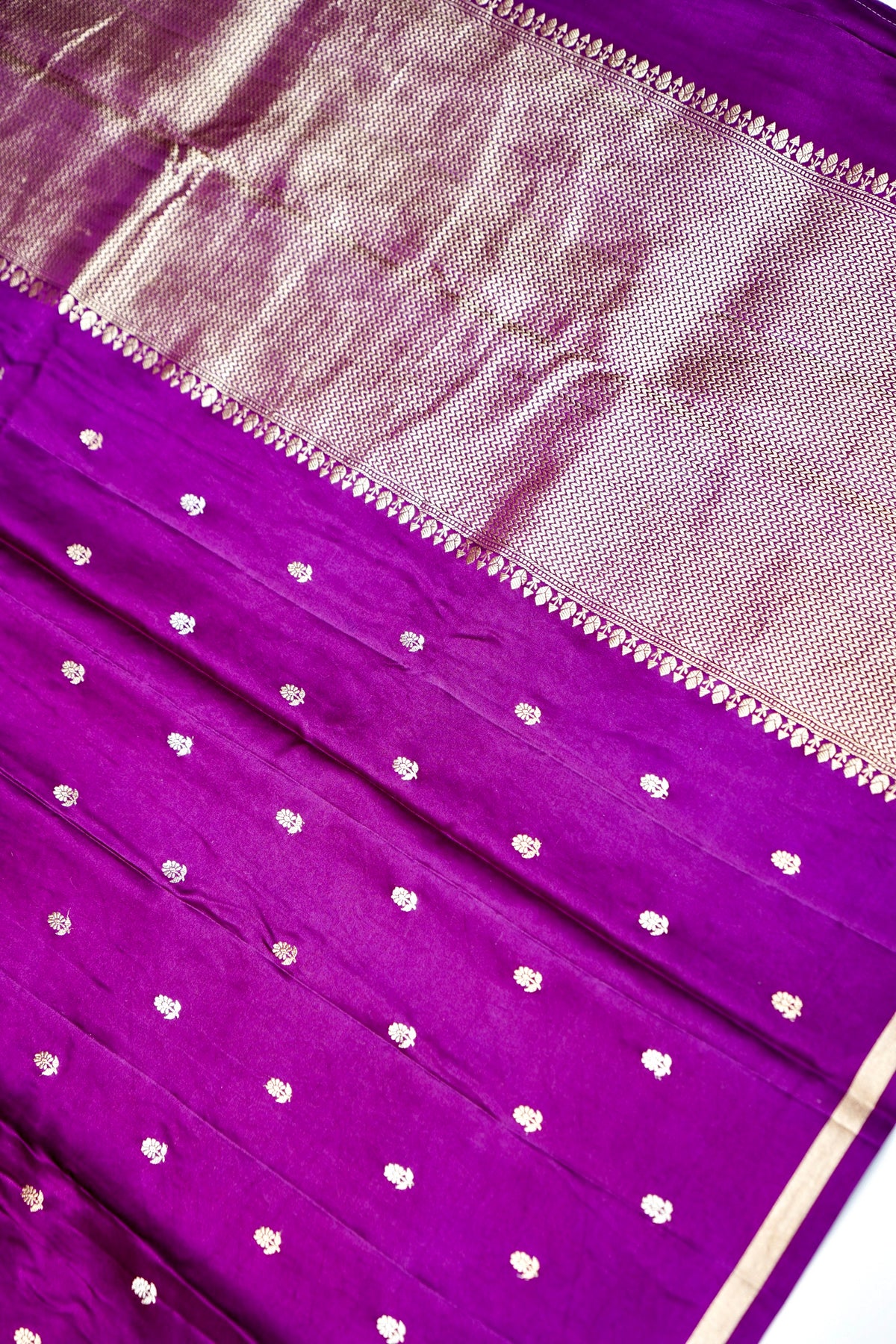 Handwoven Purple Banarasi Mashru Silk Saree
