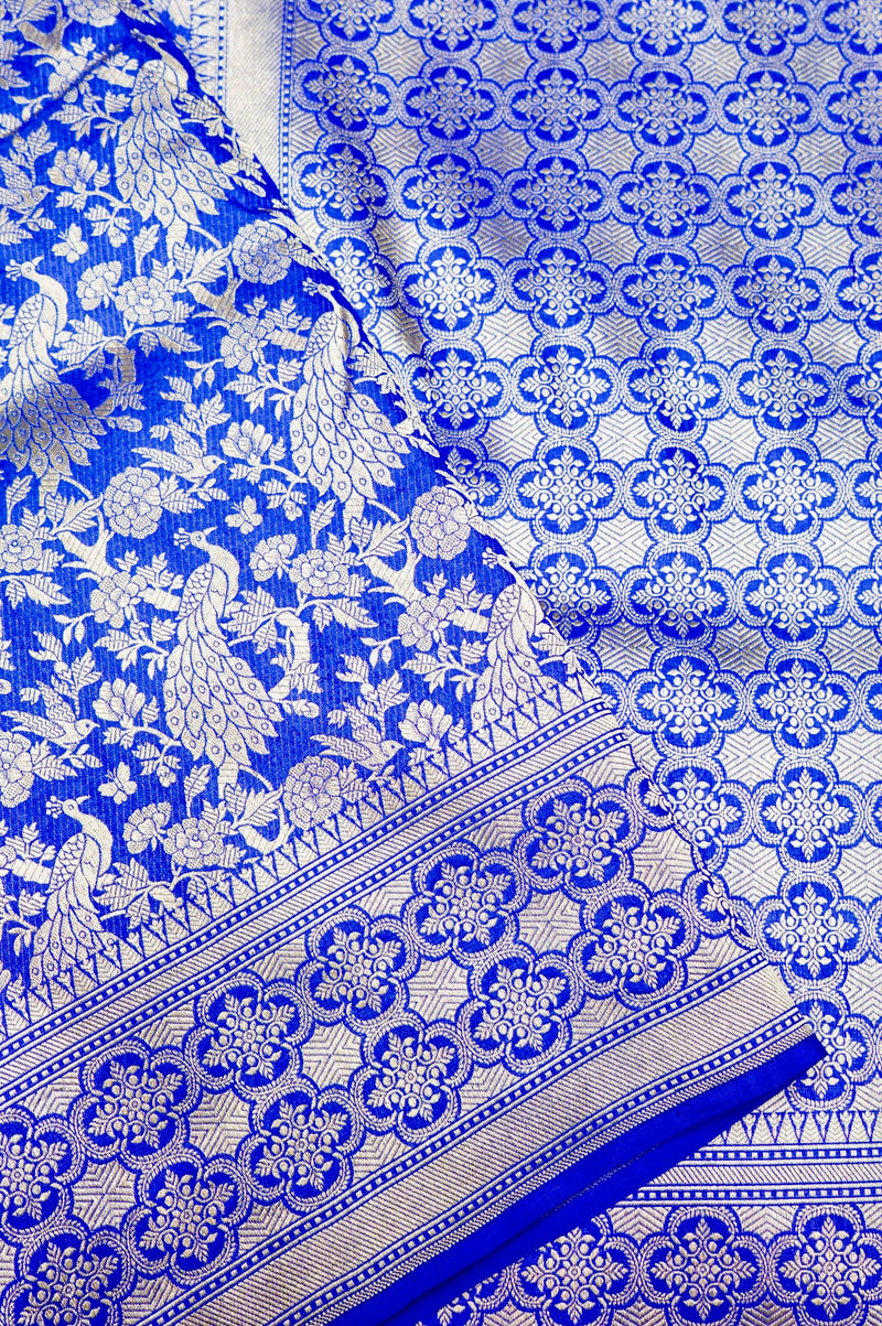 Handwoven Royal Blue Banarasi Katan Silk Saree
