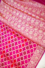 Handwoven Rani Pink Banarasi Khaddi Georgette Saree