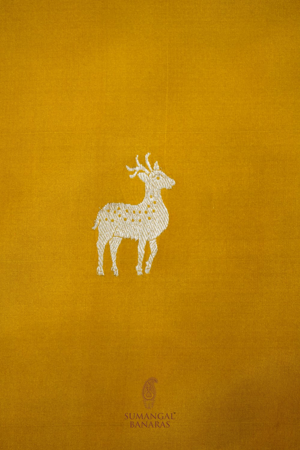 Handwoven Mustard Yellow Motif Banarasi Katan Silk Saree