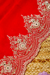 Designer Blood Red Kora Silk Suit