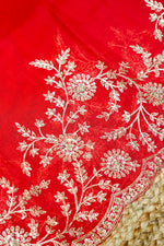 Designer Tomato Red Kora Silk Suit